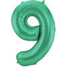 Groene Metallic Mat Folieballon Cijfer 9
